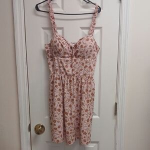 A U W Floral Pink and Mauve Sundress Size XL